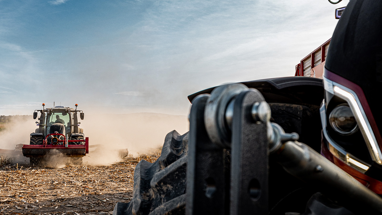 Valtra S Series red driving on the road